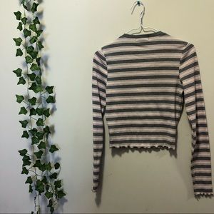 Vintage Pink White Grey Striped Sweatshirt